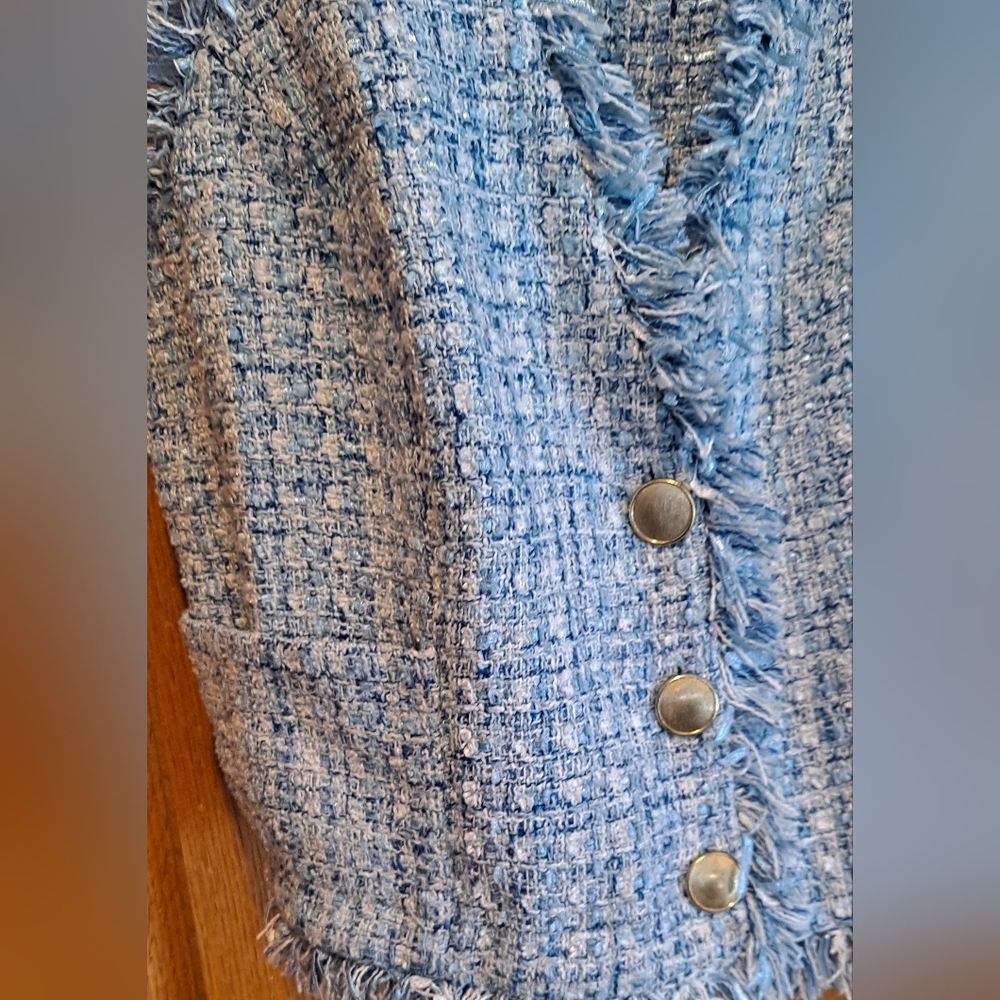Anthropologie Maeve Blue Tweed Shell Vest - Picture 6 of 8